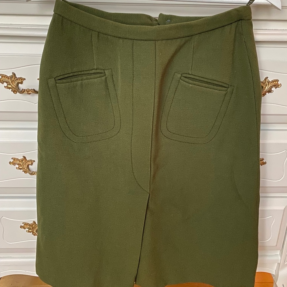 Sz Sm 60s Vintage Heavy Wool Mod Green Skirt
